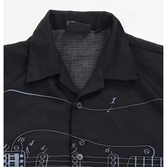 Fender Medium Mens Black Embroidered Sleeve Logo Guitar Front And Back V Neck - Picture 6 of 12